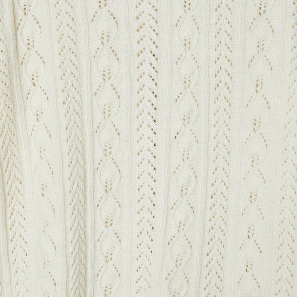 Vtg 50s Cream Open Knit Scalloped Cardigan M - Picture 7 of 7